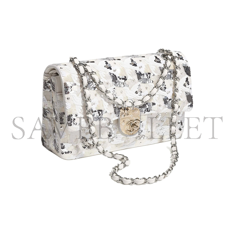CHANEL MASTER 25S 11.12 EMBROIDERED SATIN SEQUIN SHOULDER BAG A01112 (25.5*15.5*6.5cm)
